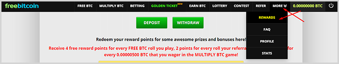 Reward Points en el faucet Free bitcoin