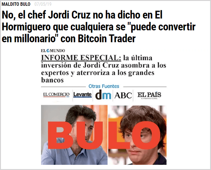 Jordi Cruz NO ha invertido en esta plataforma de trading